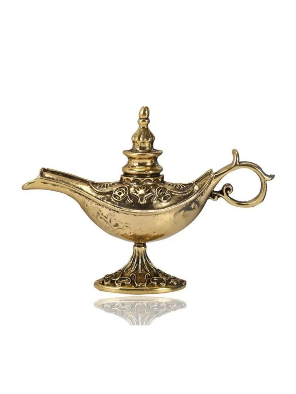 Genie Lamp Brooch Pin Gold Tone Aladdin Magic Lamp Vintage Inspired Jewelry